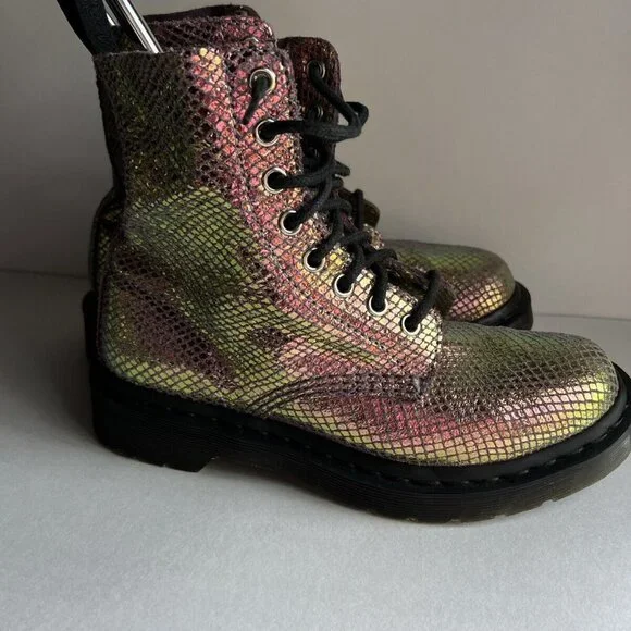 Dr. Martens 1460 Pascal Pink Iridescent Metallic Shiny Combat Boots Size 6 - Picture 6 of 16